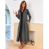 image:imageEkouaer Women Zipper Robe Long Sleeve Loungewear Lightweight Housecoat Full Length Nightgown with PocketsDark Gray