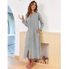 image:imageEkouaer Women Zipper Robe Long Sleeve Loungewear Lightweight Housecoat Full Length Nightgown with PocketsGray