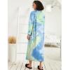 image:imageEkouaer Women Zipper Robe Long Sleeve Loungewear Lightweight Housecoat Full Length Nightgown with PocketsGreen Tie Dye