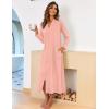 image:imageEkouaer Women Zipper Robe Long Sleeve Loungewear Lightweight Housecoat Full Length Nightgown with PocketsLight Coralline