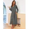 image:imageEkouaer Women Zipper Robe Long Sleeve Loungewear Lightweight Housecoat Full Length Nightgown with PocketsMedium Grey