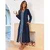 image:imageEkouaer Women Zipper Robe Long Sleeve Loungewear Lightweight Housecoat Full Length Nightgown with PocketsNavy Blue