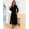 image:imageEkouaer Women Zipper Robe Long Sleeve Loungewear Lightweight Housecoat Full Length Nightgown with PocketsPure Black