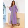 image:imageEkouaer Women Zipper Robe Long Sleeve Loungewear Lightweight Housecoat Full Length Nightgown with PocketsPurple