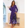 image:imageEkouaer Women Zipper Robe Long Sleeve Loungewear Lightweight Housecoat Full Length Nightgown with PocketsPurple Floral