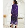image:imageEkouaer Women Zipper Robe Long Sleeve Loungewear Lightweight Housecoat Full Length Nightgown with PocketsPurple Floral