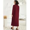 image:imageEkouaer Women Zipper Robe Long Sleeve Loungewear Lightweight Housecoat Full Length Nightgown with PocketsWine Red