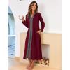 image:imageEkouaer Women Zipper Robe Long Sleeve Loungewear Lightweight Housecoat Full Length Nightgown with PocketsWine Red