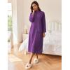 image:imageEkouaer Women Zipper Robe Long Sleeves House Coat Soft Bathrobe Sleepwear with Pockets Housecoat Loungewear