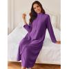 image:imageEkouaer Women Zipper Robe Long Sleeves House Coat Soft Bathrobe Sleepwear with Pockets Housecoat Loungewear