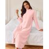 image:imageEkouaer Women Zipper Robe Long Sleeves House Coat Soft Bathrobe Sleepwear with Pockets Housecoat LoungewearAlight Pink