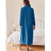 image:imageEkouaer Women Zipper Robe Long Sleeves House Coat Soft Bathrobe Sleepwear with Pockets Housecoat LoungewearAnavy