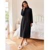 image:imageEkouaer Women Zipper Robe Long Sleeves House Coat Soft Bathrobe Sleepwear with Pockets Housecoat LoungewearBlack
