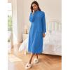 image:imageEkouaer Women Zipper Robe Long Sleeves House Coat Soft Bathrobe Sleepwear with Pockets Housecoat LoungewearBlue