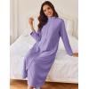 image:imageEkouaer Women Zipper Robe Long Sleeves House Coat Soft Bathrobe Sleepwear with Pockets Housecoat LoungewearLight Purple