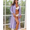 image:imageEkouaer Women Zipper Robe Long Sleeves House Coat Soft Bathrobe Sleepwear with Pockets Housecoat LoungewearLight Purple