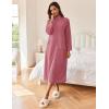 image:imageEkouaer Women Zipper Robe Long Sleeves House Coat Soft Bathrobe Sleepwear with Pockets Housecoat LoungewearPale Violet Red
