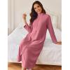 image:imageEkouaer Women Zipper Robe Long Sleeves House Coat Soft Bathrobe Sleepwear with Pockets Housecoat LoungewearPale Violet Red