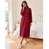 image:imageEkouaer Women Zipper Robe Long Sleeves House Coat Soft Bathrobe Sleepwear with Pockets Housecoat LoungewearWine Red