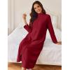 image:imageEkouaer Women Zipper Robe Long Sleeves House Coat Soft Bathrobe Sleepwear with Pockets Housecoat LoungewearWine Red