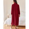 image:imageEkouaer Women Zipper Robe Long Sleeves House Coat Soft Bathrobe Sleepwear with Pockets Housecoat LoungewearWine Red