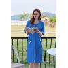 image:imageEkouaer Women Zipper Robe Short Sleeve Duster Housecoat Short Bathrobes Zip Front Nightgown with Pockets S3XLBlue