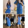 image:imageEkouaer Women Zipper Robe Short Sleeve Duster Housecoat Short Bathrobes Zip Front Nightgown with Pockets S3XLBlue