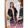 image:imageEkouaer Women Zipper Robe Short Sleeve Duster Housecoat Short Bathrobes Zip Front Nightgown with Pockets S3XLCherry Blossoms