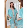 image:imageEkouaer Women Zipper Robe Short Sleeve Duster Housecoat Short Bathrobes Zip Front Nightgown with Pockets S3XLGreen Floral