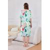 image:imageEkouaer Women Zipper Robe Short Sleeve Duster Housecoat Short Bathrobes Zip Front Nightgown with Pockets S3XLGreen Flower