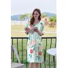 image:imageEkouaer Women Zipper Robe Short Sleeve Duster Housecoat Short Bathrobes Zip Front Nightgown with Pockets S3XLGreen Flower