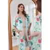 image:imageEkouaer Women Zipper Robe Short Sleeve Duster Housecoat Short Bathrobes Zip Front Nightgown with Pockets S3XLGreen Flower
