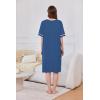 image:imageEkouaer Women Zipper Robe Short Sleeve Duster Housecoat Short Bathrobes Zip Front Nightgown with Pockets S3XLNavy