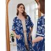 image:imageEkouaer Women Zipper Robe Short Sleeve Duster Housecoat Short Bathrobes Zip Front Nightgown with Pockets S3XLNavy Floral