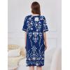image:imageEkouaer Women Zipper Robe Short Sleeve Duster Housecoat Short Bathrobes Zip Front Nightgown with Pockets S3XLNavy Floral