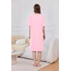 image:imageEkouaer Women Zipper Robe Short Sleeve Duster Housecoat Short Bathrobes Zip Front Nightgown with Pockets S3XLPink