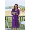 image:imageEkouaer Women Zipper Robe Short Sleeve Duster Housecoat Short Bathrobes Zip Front Nightgown with Pockets S3XLPurple