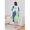 image:imageEkouaer Women Zipper Robe Short Sleeve Duster Housecoat Short Bathrobes Zip Front Nightgown with Pockets S3XLTie Dye Blue