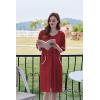 image:imageEkouaer Women Zipper Robe Short Sleeve Duster Housecoat Short Bathrobes Zip Front Nightgown with Pockets S3XLWine Red