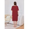 image:imageEkouaer Women Zipper Robe Short Sleeve Duster Housecoat Short Bathrobes Zip Front Nightgown with Pockets S3XLWine Red