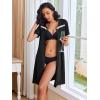 image:imageEkouaer Women Zipper Robe Short Sleeves House Coat Zipper Front Bathrobe Sleepwear with Pockets Housecoat NightgownBlack