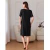 image:imageEkouaer Women Zipper Robe Short Sleeves House Coat Zipper Front Bathrobe Sleepwear with Pockets Housecoat NightgownBlack