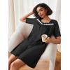 image:imageEkouaer Women Zipper Robe Short Sleeves House Coat Zipper Front Bathrobe Sleepwear with Pockets Housecoat NightgownFloral Black