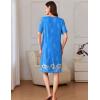 image:imageEkouaer Women Zipper Robe Short Sleeves House Coat Zipper Front Bathrobe Sleepwear with Pockets Housecoat NightgownFloral Blue