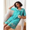 image:imageEkouaer Women Zipper Robe Short Sleeves House Coat Zipper Front Bathrobe Sleepwear with Pockets Housecoat NightgownFloral Green