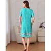 image:imageEkouaer Women Zipper Robe Short Sleeves House Coat Zipper Front Bathrobe Sleepwear with Pockets Housecoat NightgownFloral Green