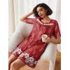 image:imageEkouaer Women Zipper Robe Short Sleeves House Coat Zipper Front Bathrobe Sleepwear with Pockets Housecoat NightgownFloral Red