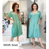 image:imageEkouaer Women Zipper Robe Short Sleeves House Coat Zipper Front Bathrobe Sleepwear with Pockets Housecoat NightgownGray Green