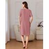 image:imageEkouaer Women Zipper Robe Short Sleeves House Coat Zipper Front Bathrobe Sleepwear with Pockets Housecoat NightgownGray Purple