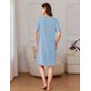 image:imageEkouaer Women Zipper Robe Short Sleeves House Coat Zipper Front Bathrobe Sleepwear with Pockets Housecoat NightgownLight Blue